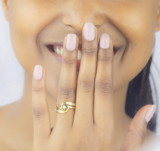 Zaveris 9 Carat Yellow Gold Bypass Duo Diamond Ring