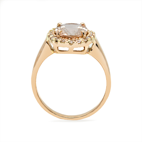 Zaveris 18ct Rose Gold Morganite And Diamond Halo Ring