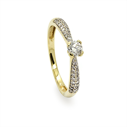 Zaveris 18ct Yellow Gold and Brilliant-Cut Diamond Ring