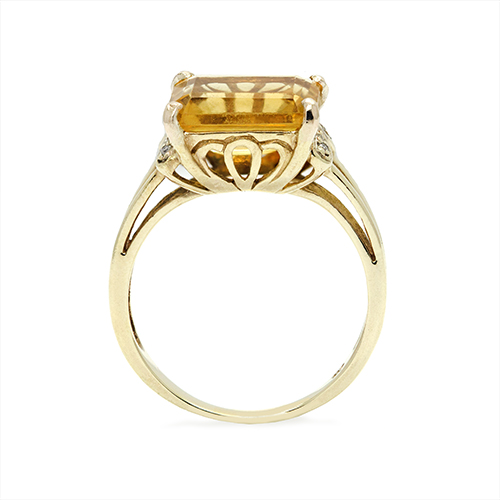 Zaveris 9ct Yellow Gold Citrine And Diamond Ring