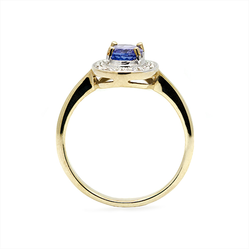 Zaveris 9 Carat Solid Yellow Gold Tanzanite and Diamond Ring