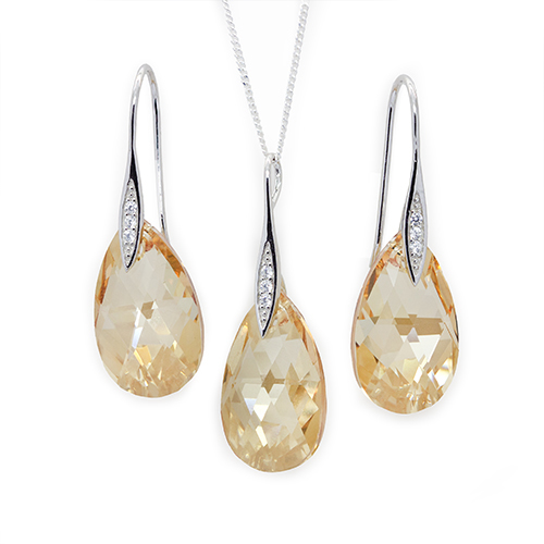Zaveris Golden Glow Teardrop Silver Set