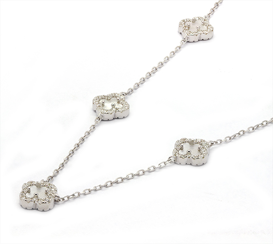Zaveris Luxe Clover Links Silver Necklace