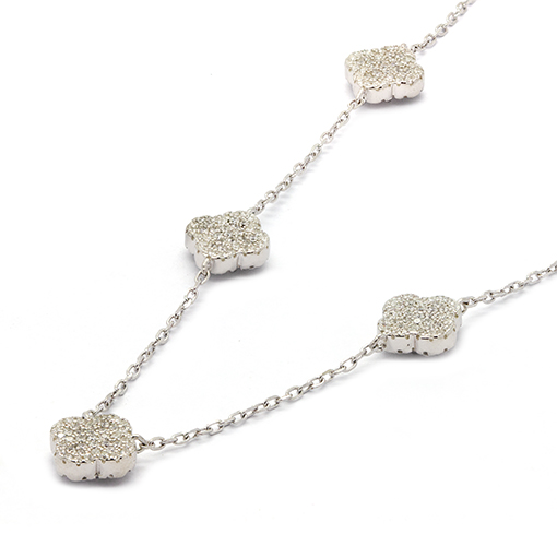 Zaveris Luxe Clover Links Silver Necklace