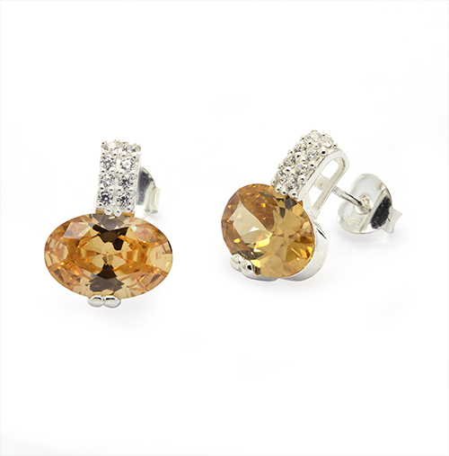 Zaveris Champagne Zirconia Sterling Silver Set
