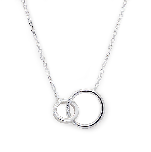 Zaveris Eternal Bond Zirconia Silver Necklace