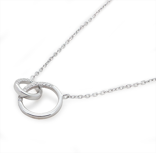 Zaveris Eternal Bond Zirconia Silver Necklace