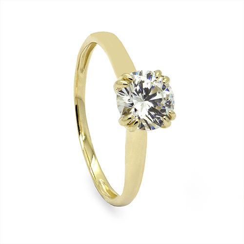 Zaveris 9 Carat Yellow Gold Solitaire Cubic Zirconia Ring