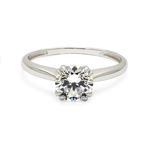 Zaveris 9 Carat White Gold Solitaire Cubic Zirconia Ring