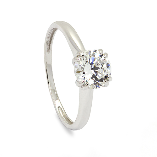 Zaveris 9 Carat White Gold Solitaire Cubic Zirconia Ring