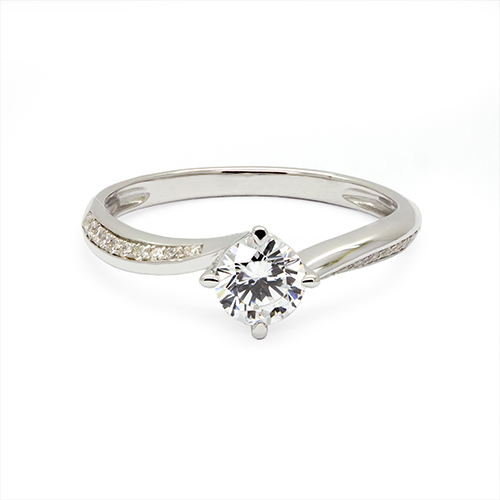 Zaveris 9 Carat White Gold Zircon Tapered Ring