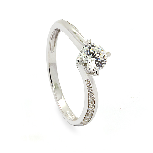 Zaveris 9 Carat White Gold Zircon Tapered Ring