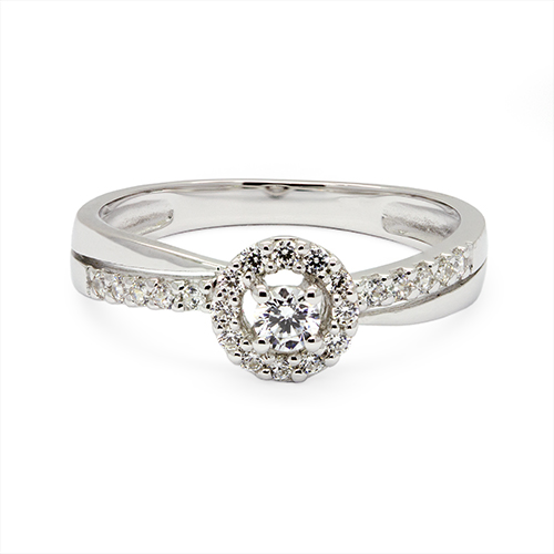 Zaveris 9ct White Gold Halo Cubic Zirconia Ring