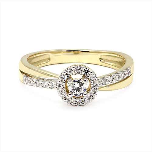 Zaveris 9ct Yellow Gold Halo Cubic Zirconia Ring