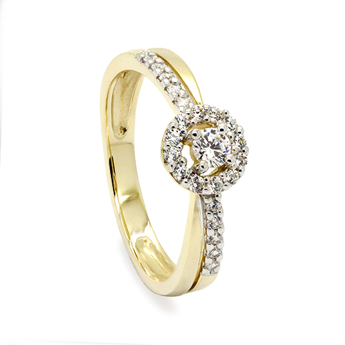 Zaveris 9ct Yellow Gold Halo Cubic Zirconia Ring
