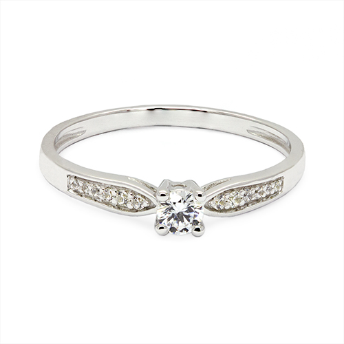 Zaveris 9ct White Gold Solitaire Cubic Zirconia Ring