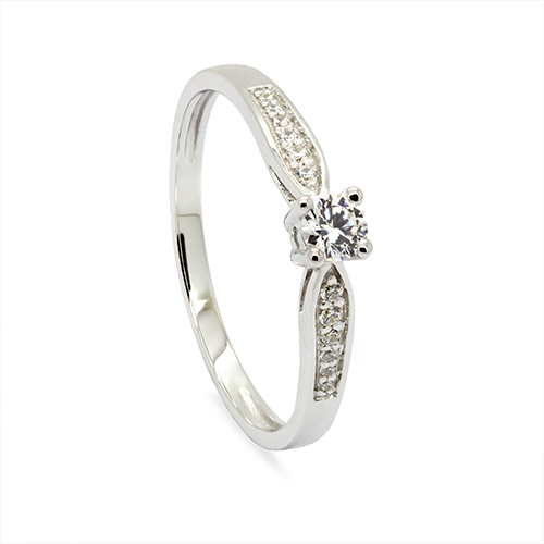Zaveris 9ct White Gold Solitaire Cubic Zirconia Ring