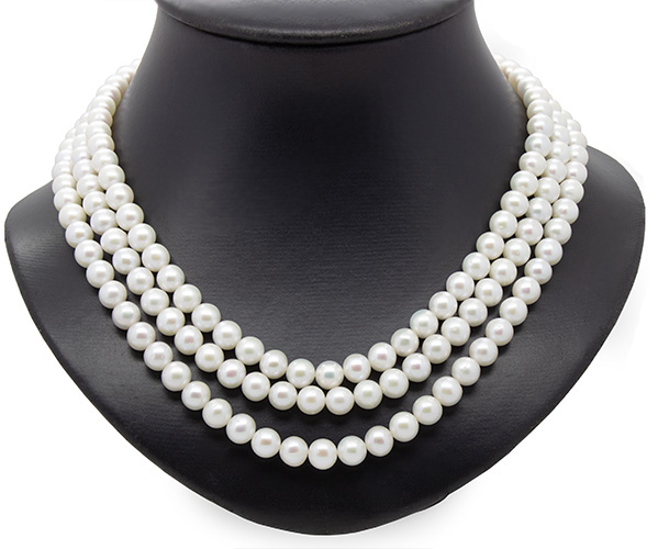 Zaveris Triple-Strand Freshwater Pearl Necklace.
