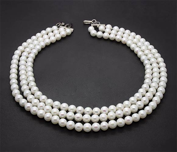 Zaveris Triple-Strand Freshwater Pearl Necklace.