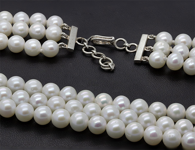 Zaveris Triple-Strand Freshwater Pearl Necklace.