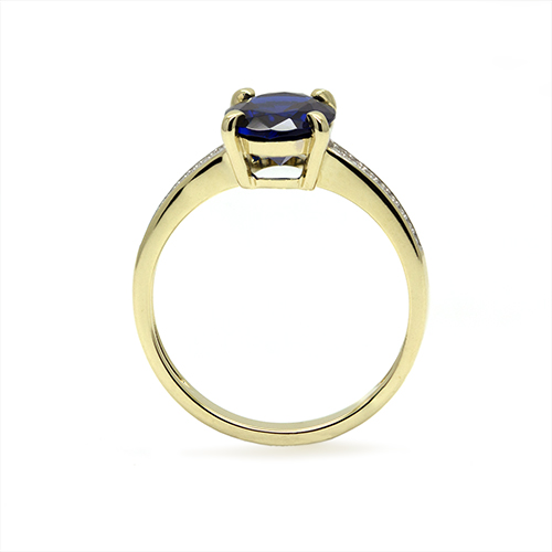 Zaveris 9 Carat Yellow Gold Midnight Halo Sapphire Simulant Ring