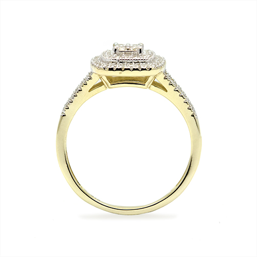 Zaveris 9 Carat Yellow Gold Square Halo White Cubic Zirconia Ring