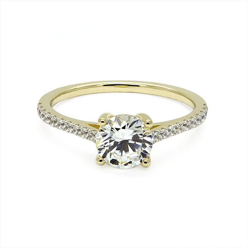 Zaveris 9 Carat Yellow Gold Classic Solitaire White Cubic Zirconia Ring