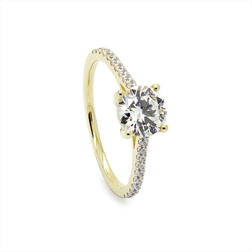 Zaveris 9 Carat Yellow Gold Classic Solitaire White Cubic Zirconia Ring