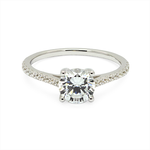 Zaveris 9 Carat White Gold Classic Solitaire White Cubic Zirconia Ring