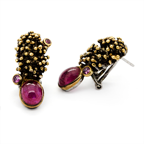 Zaveris Sterling Silver and Ruby with Gold and Black Rhodium Necklace